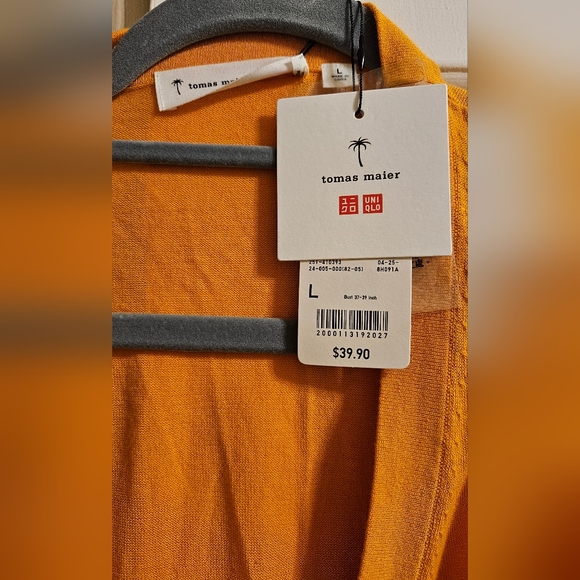 Womens Light Orange Long Sweater Cardigan - Picture 2 of 6